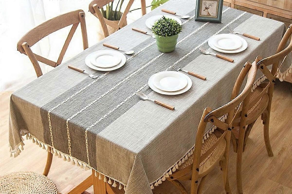 Square Linen Fabric Table Cloth-Washable With Dust-Proof Wrinkle