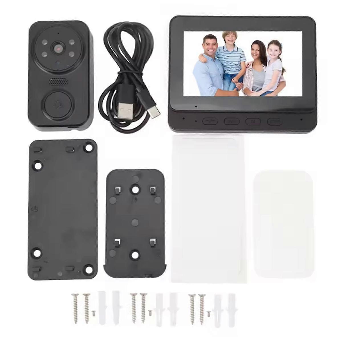 2.4G WiFi Wireless Visual Intercom Doorbell with Screen Smart High-Definition Video Monitoring 2-Way Voice Night Vision
