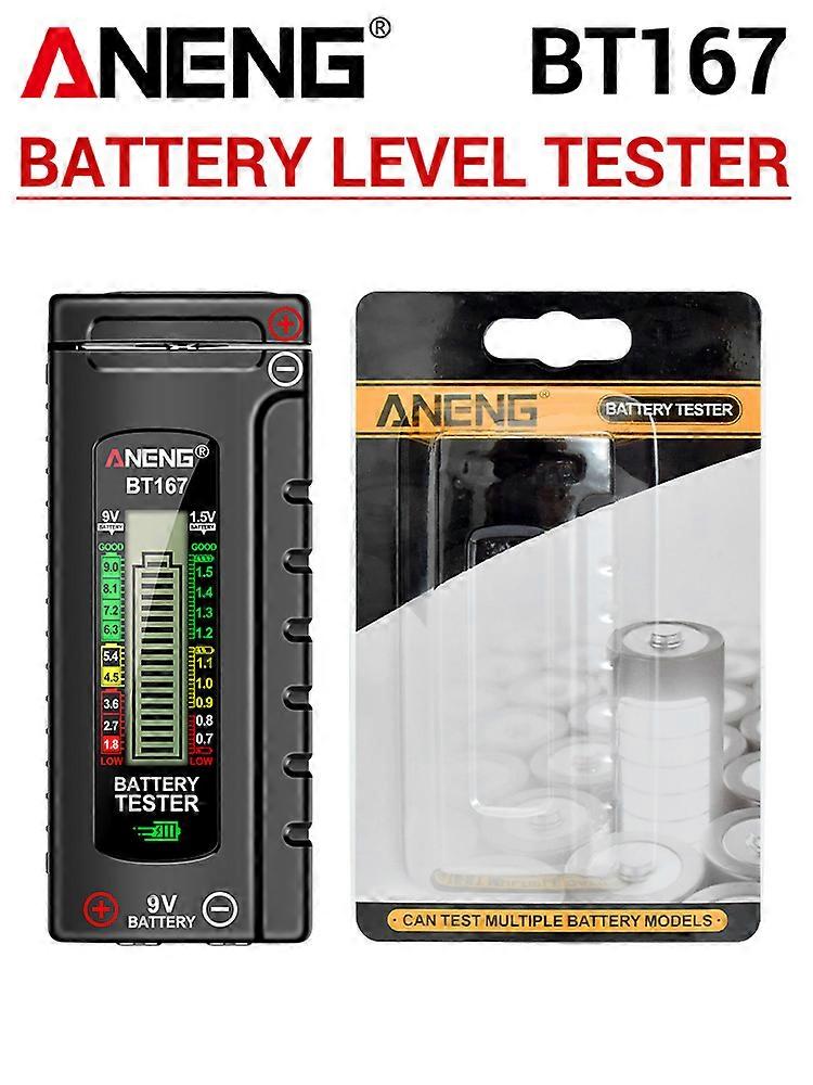 Digital battery tester for D brand AA/AAA with push-pull detection and LCD display