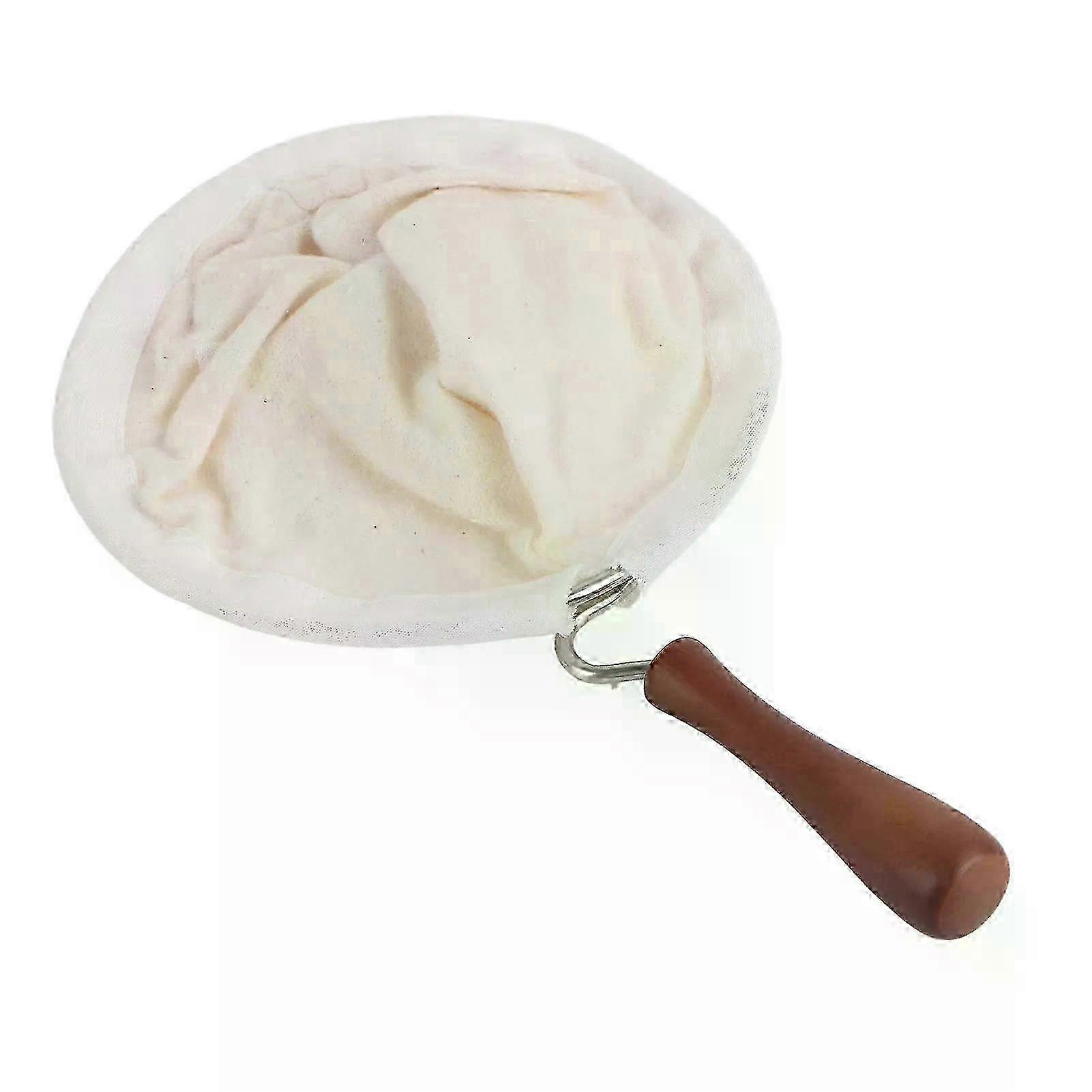 Cloth Coffee Filters Cloth Coffee Strainer Reusable Washable Flannel Cloth Handmade Coffee Filter Strainer with Wood Handle