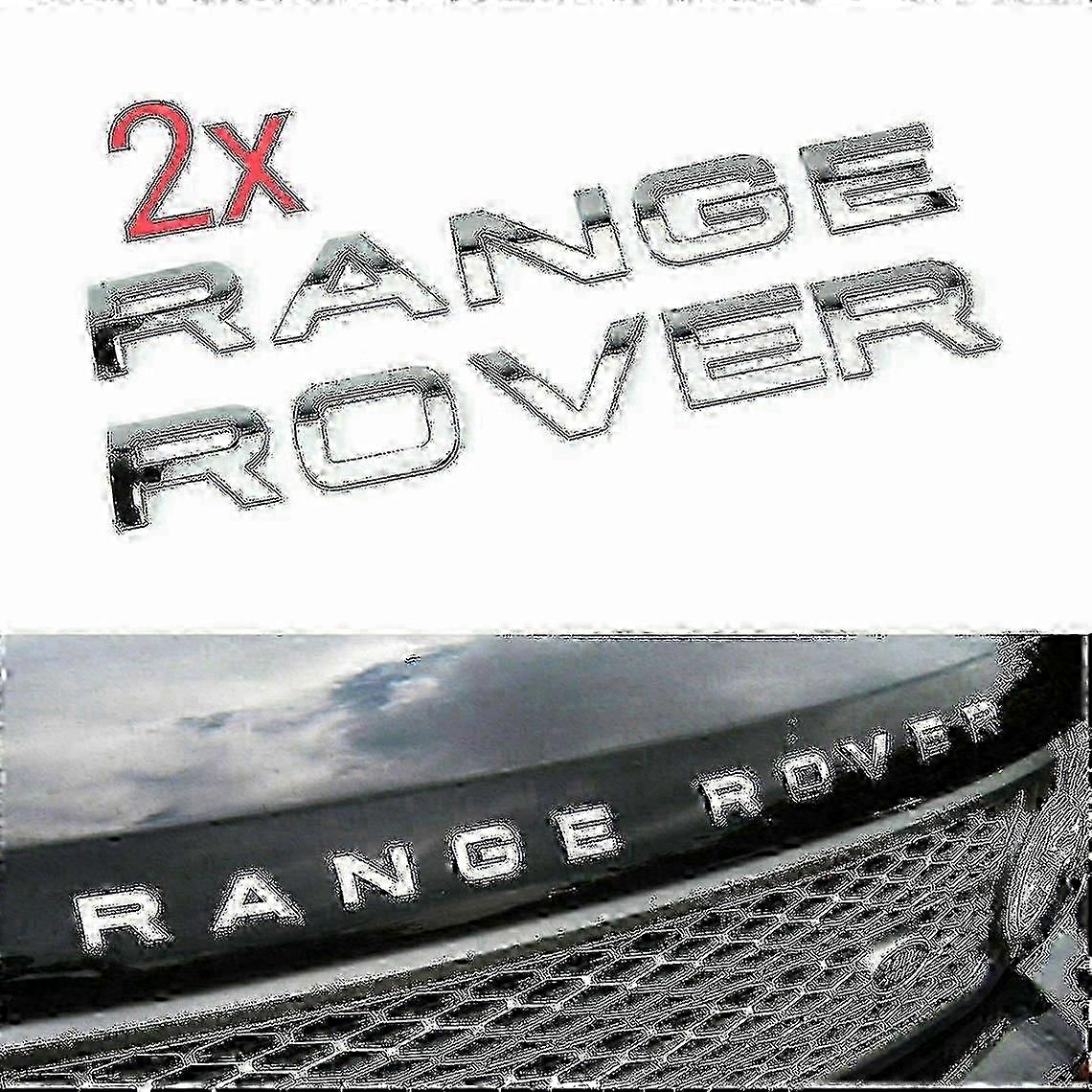 Chrome Range Rover Front Grill Bonnet Badge Emblem Bonnet And Back Boot Lettering Badge (pack Of 2) 25-26