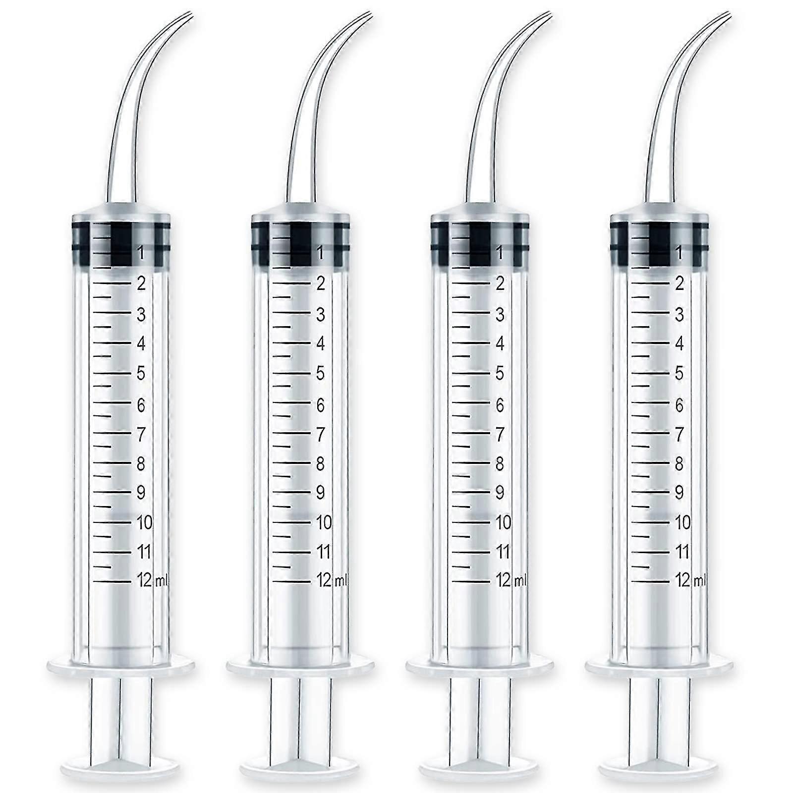 湾曲した先端が付いている4パック12ml歯科用シリンジ、口腔歯科用歯科用灌漑シリンジ12cc、扁桃腺石除去