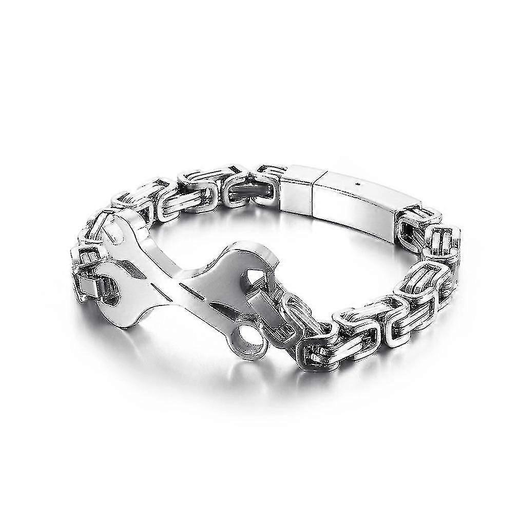Loop Chain Titanium Steel Bracelet With Wrench Accessory