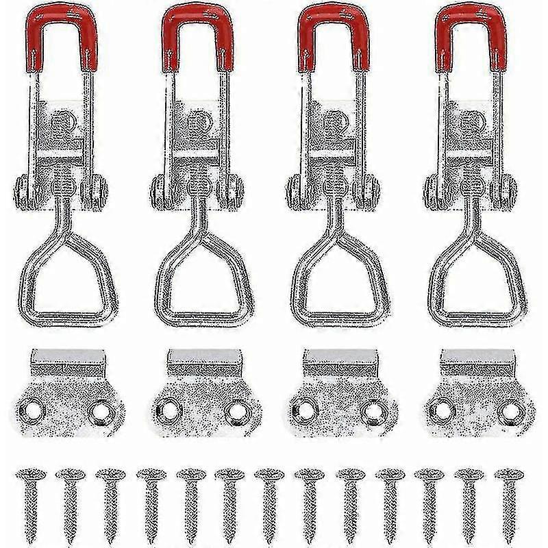 4 Piece Metal Toggle Latch Set: Adjustable Connectors with Heavy Duty Lever, Spring-Loaded & Non-Slip Grip (New Arrival)