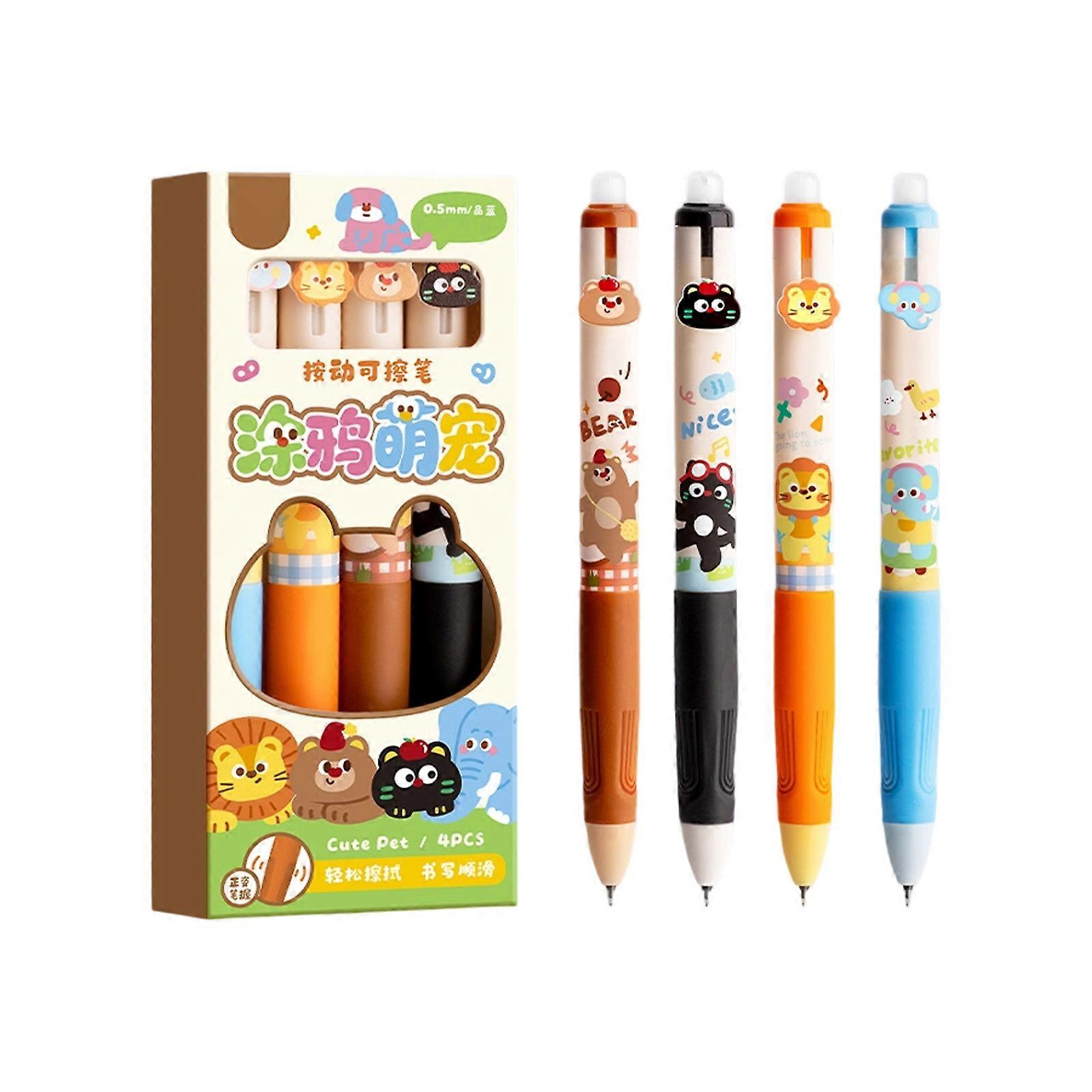 4Pcs Retractable Gel Inks Pen Multipurpose Erasable Clicks Pens Set With Smooth Writing Ink And Pressure Free Designs Multicolor
