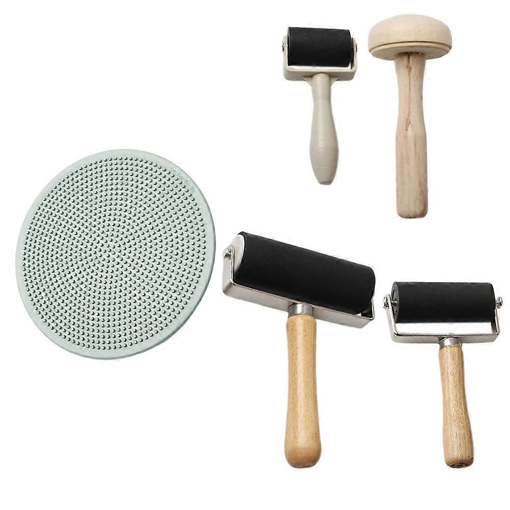 Oil Roll Printmaking Tool Set with Rubber Roller for 5Pcs Artistic Stamping