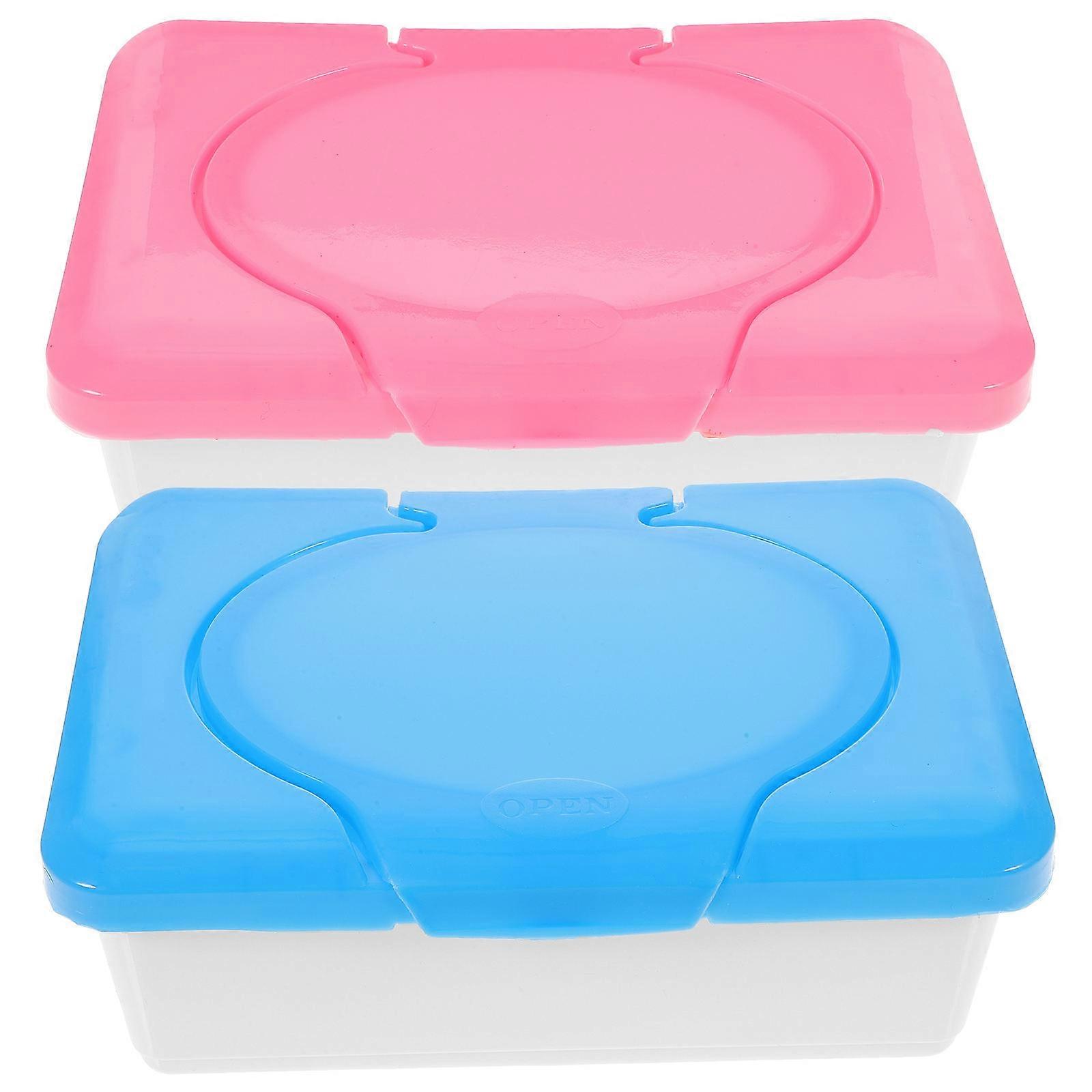 Wet Tissue Box Reusable Wet Wipes Case for Household Use 2Pcs Storage Organizer