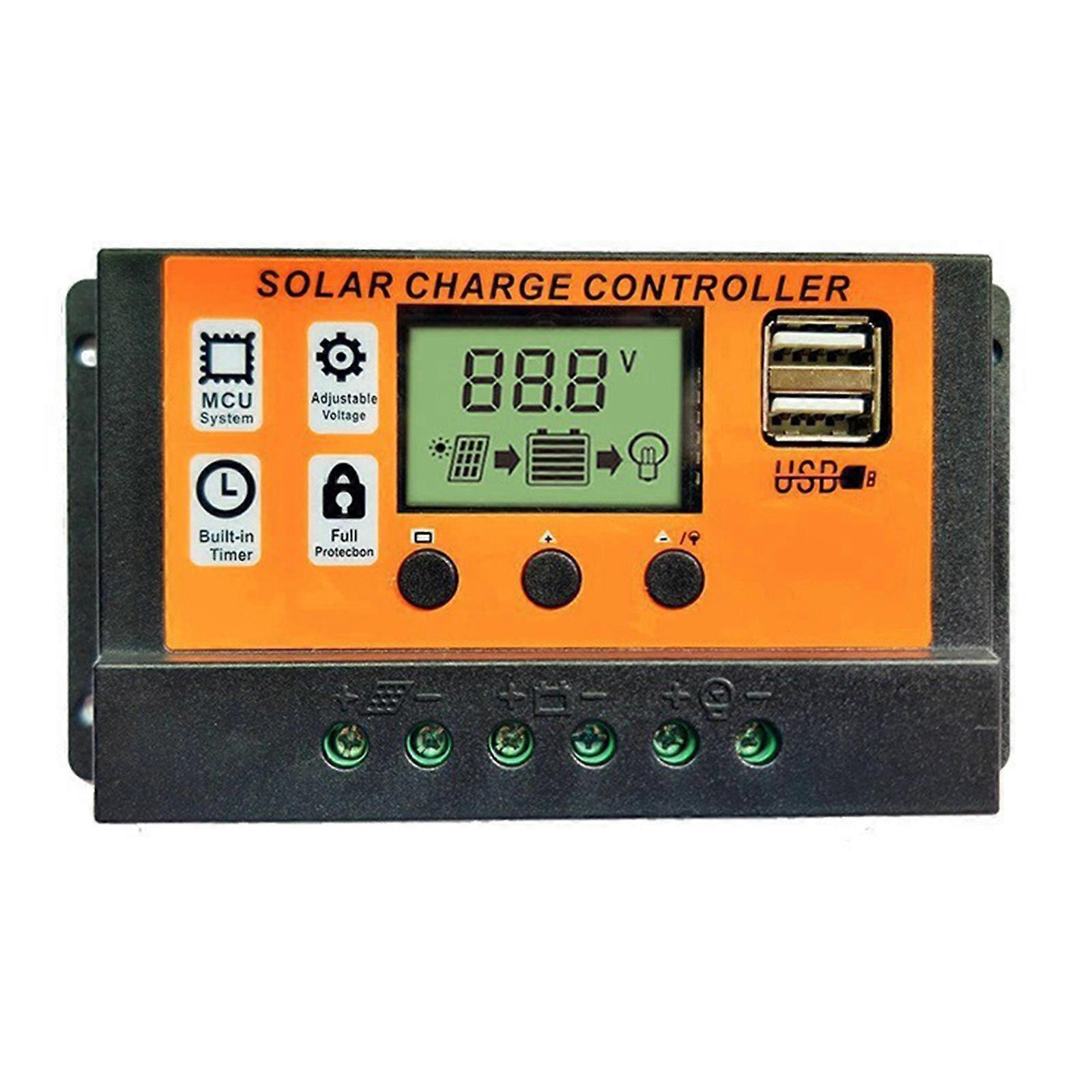 12V 24V Solar Controller 10A/20A/30A Solar Panel Regulator 2 USB Auto Photovoltaic Panel Charge Regulator Enduring Multicolor