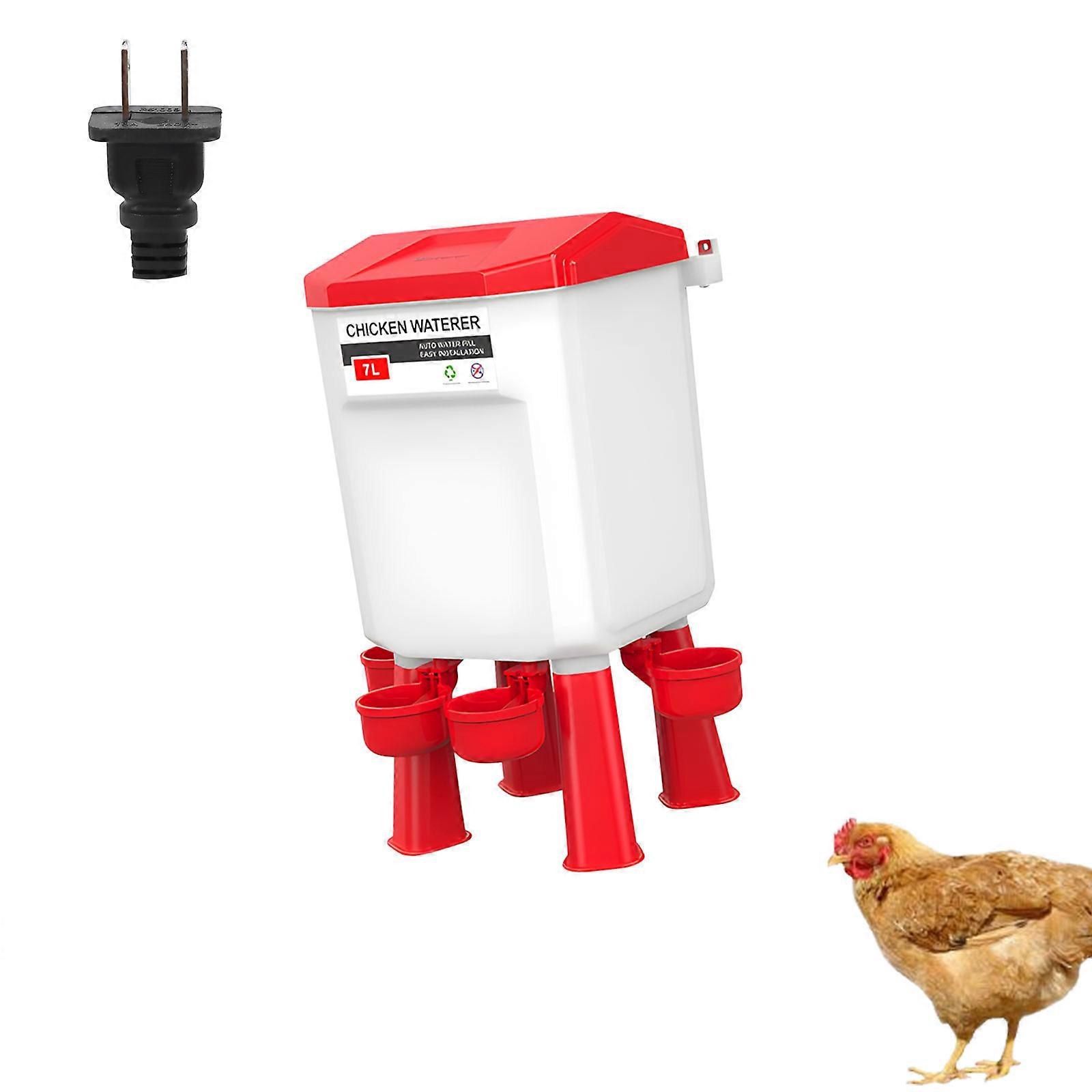 Winterproof Poultry Drinking System Heated Water Container With Insulated Design For Cold Weather Watering Solution  Red