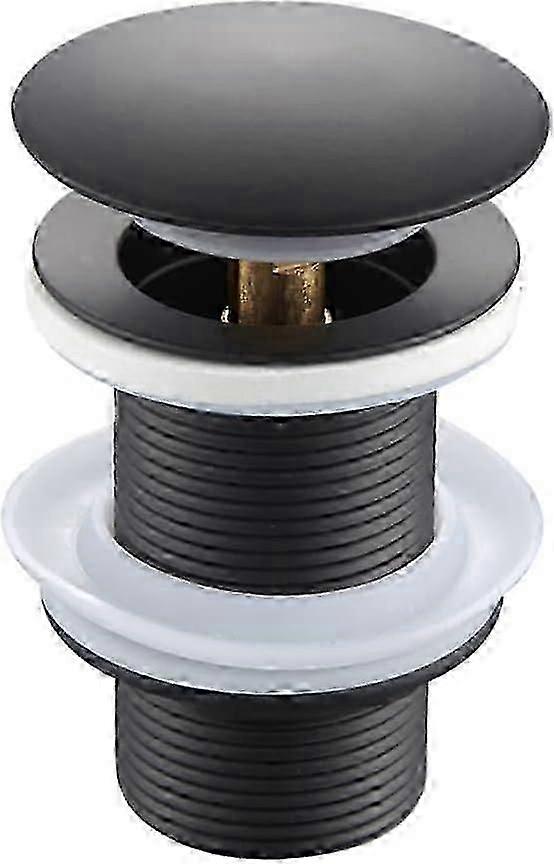 Universal Pop-Up Drain Fitting Without Overflow, Pop Up Click Clack Sprung Plug Slotted Black Without Overflow, for Sink and Washbasin