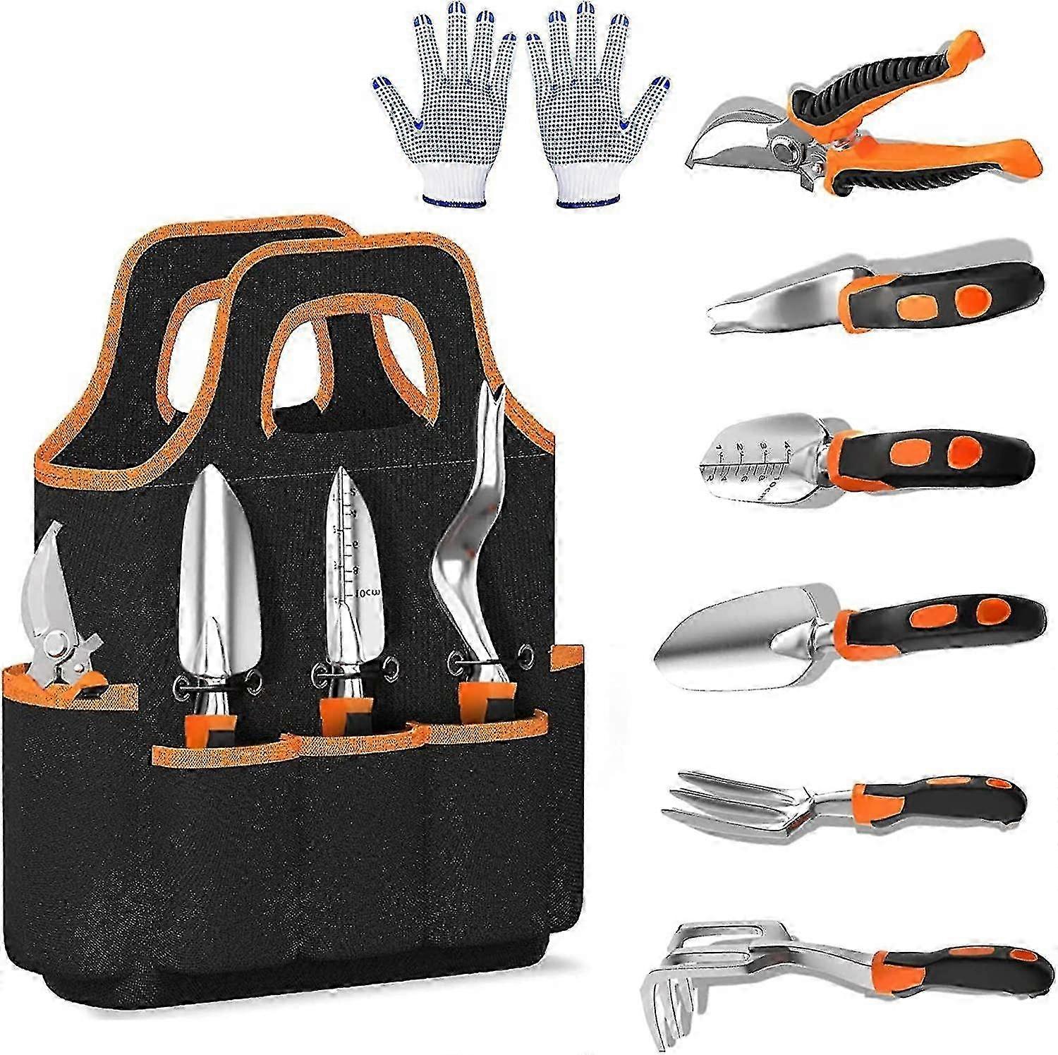 8Pcs Professional Garden Tool Kit - Steel Construction & Ergonomic Rubber Handle