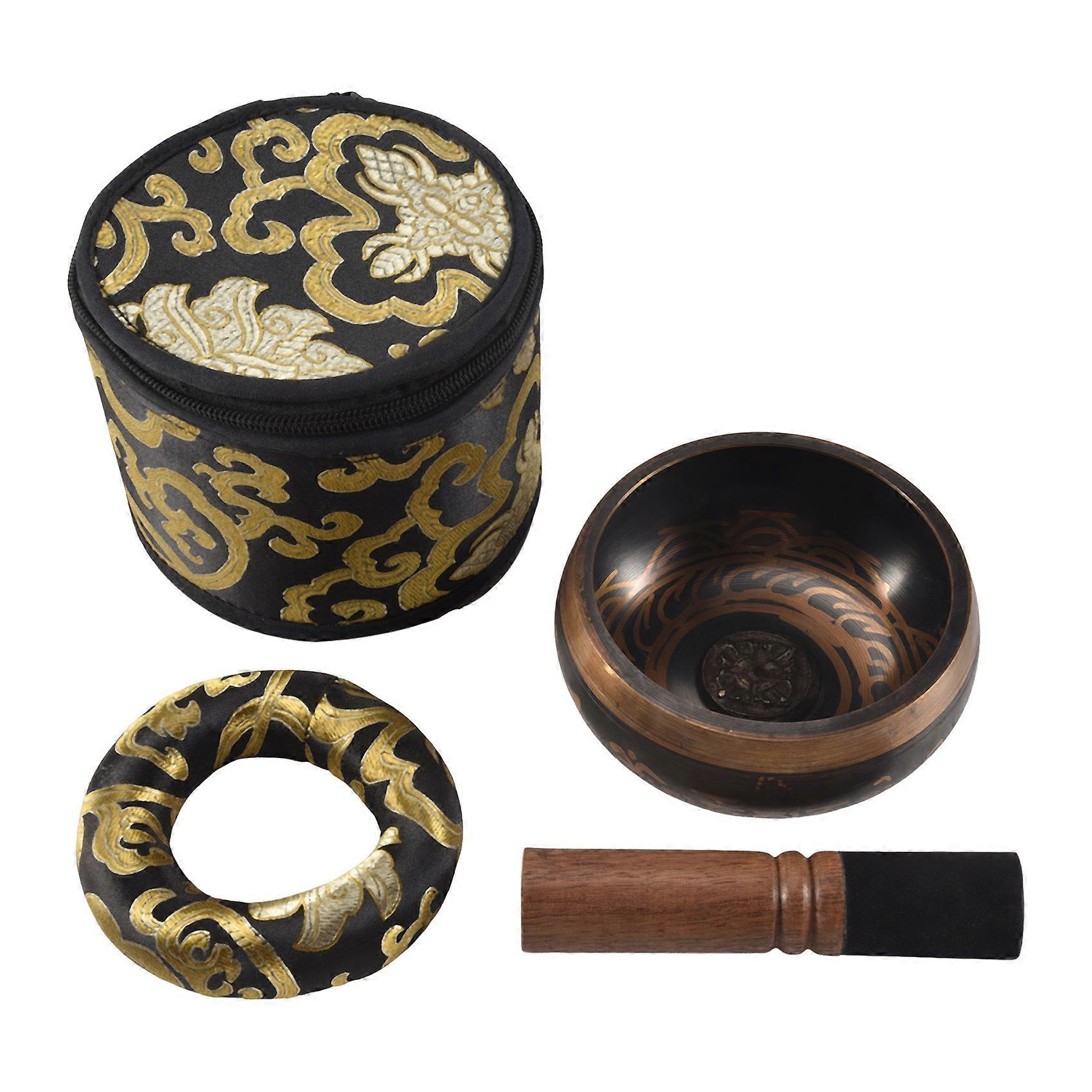 Tibetan Singing Bowl Set with Dual-End Stroker Cushion Handcrafted in Nepal for Meditation Healing and Mindfulness
