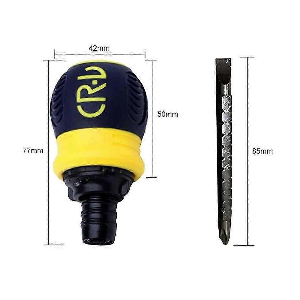 Stubby Screwdriver Ratcheting Screwdriver Slotted and Cross Dual-end Telescoping CR-V Screwdriver Multitool for Electronics Home Maintenance
