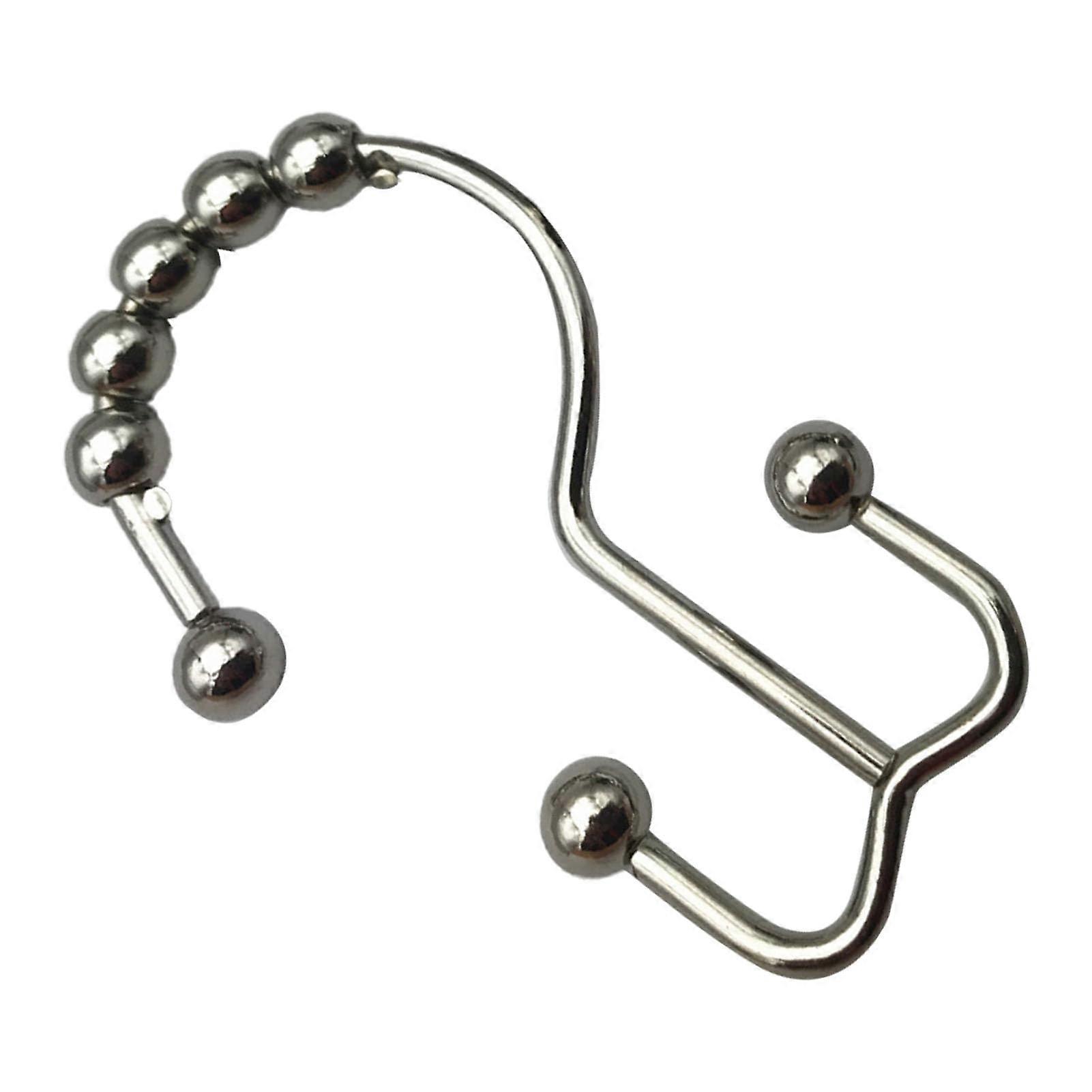 Rustproof Metal Shower Curtain Hooks with Double Glide Rollers for Bathroom Curtain Rails
