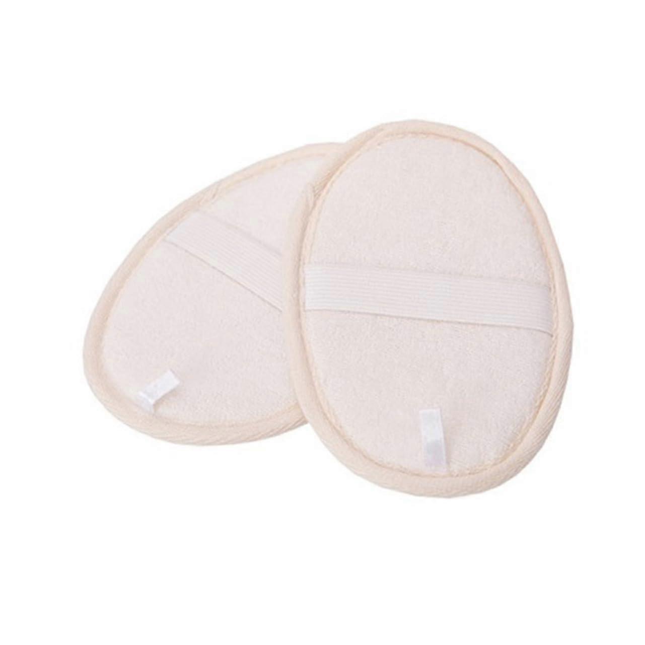 Loofah Sponge Pads Set of 4 with Elastic Backing for Gentle Exfoliating and Smooth Skin Bath Use