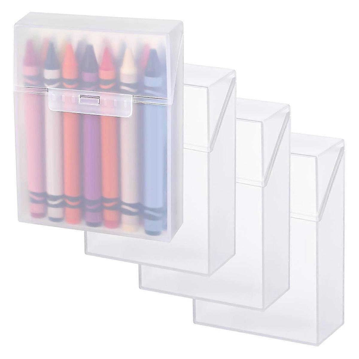 4 Pcs Plastic Clear Crayon Box Bulk Holds 24 Crayons Boxes