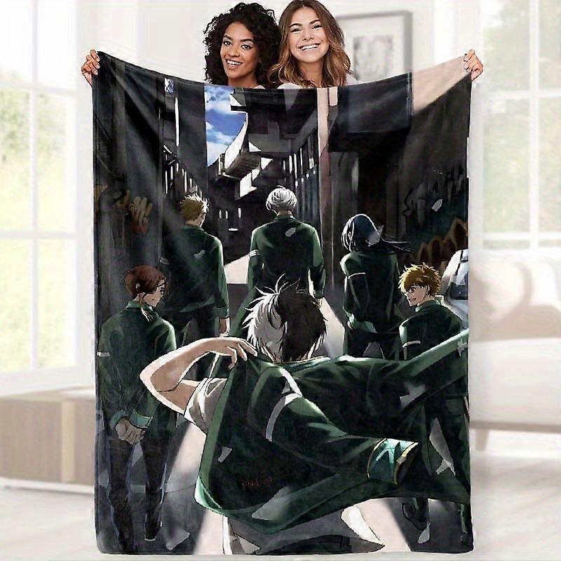 Ueno High School Volleyball Team Green Uniform Character Print Fleece Blanket - Patterned Fleece Throw - Comfortable and-LKJAAS111