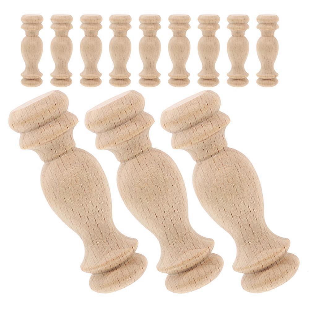 Solid Wood Finials for Bed Posts 12Pcs Decorative Beige Wood Finials