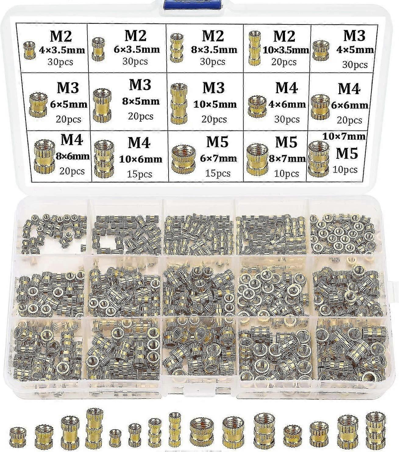 Threaded Insert Female Thread M2 M3 M4 M5 Brass Threaded Sockets For 3d Printing 330pcsa