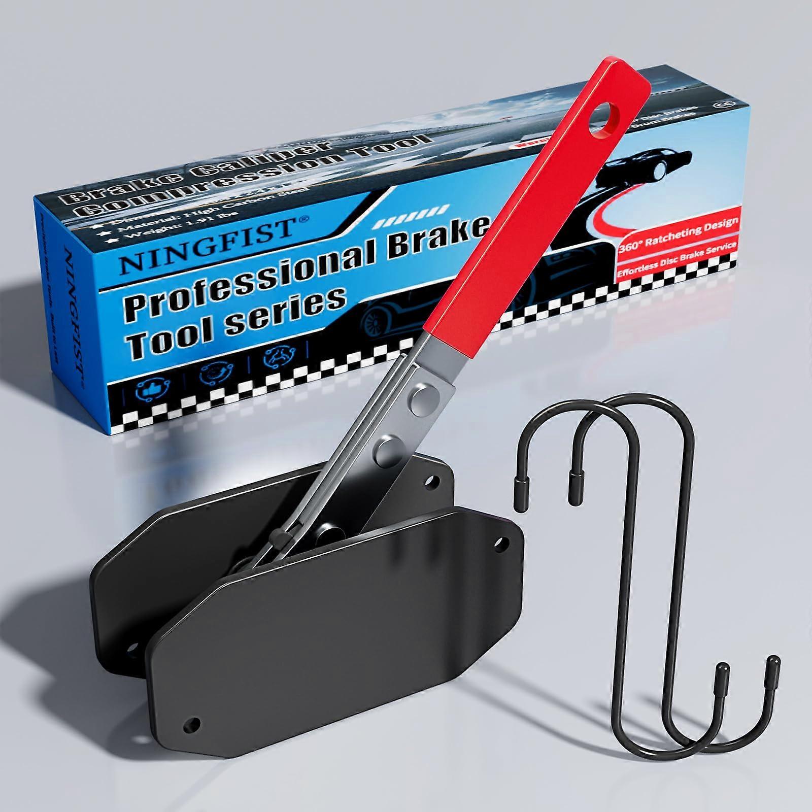 Brake Caliper Tool and Brake Piston Compressor Kit with 360° Ratchet, Dual Mode, Red Heavy Duty Set