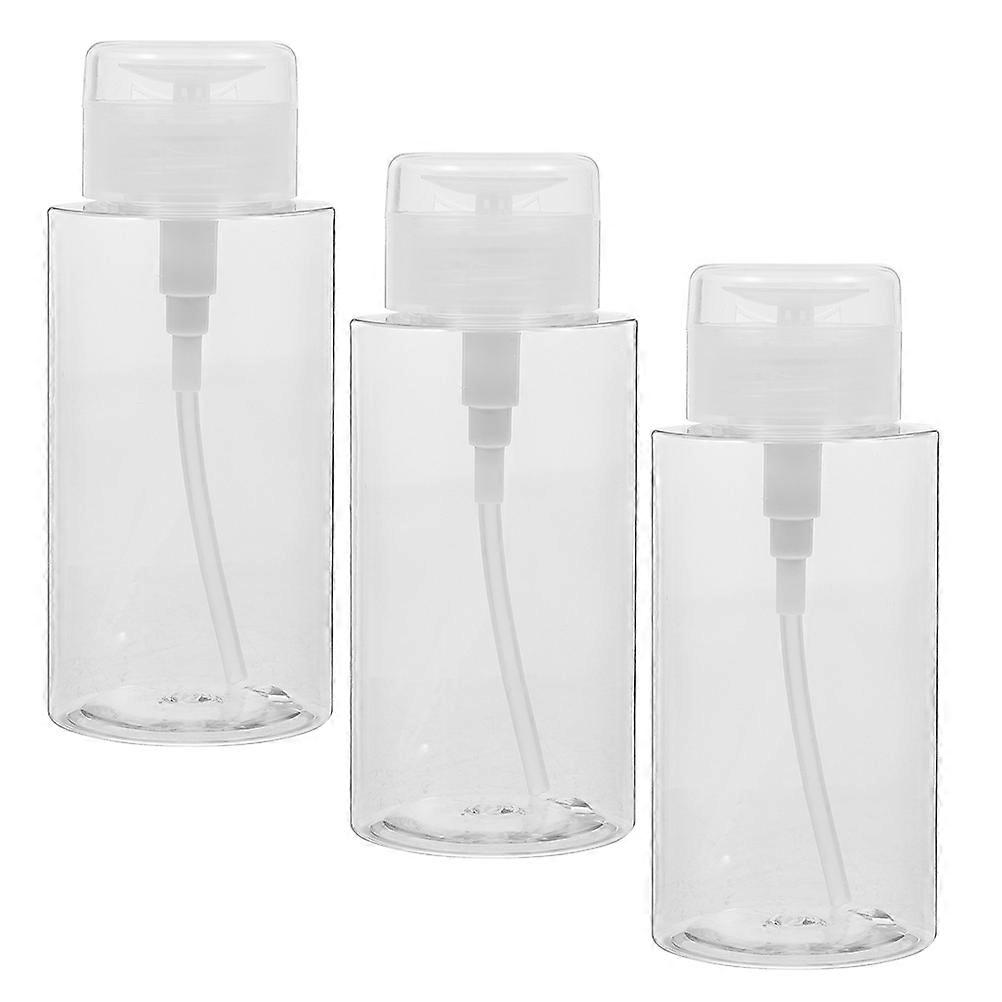Push Down Nail Polish Remover Pump Bottles Clear for Storage 3Pcs