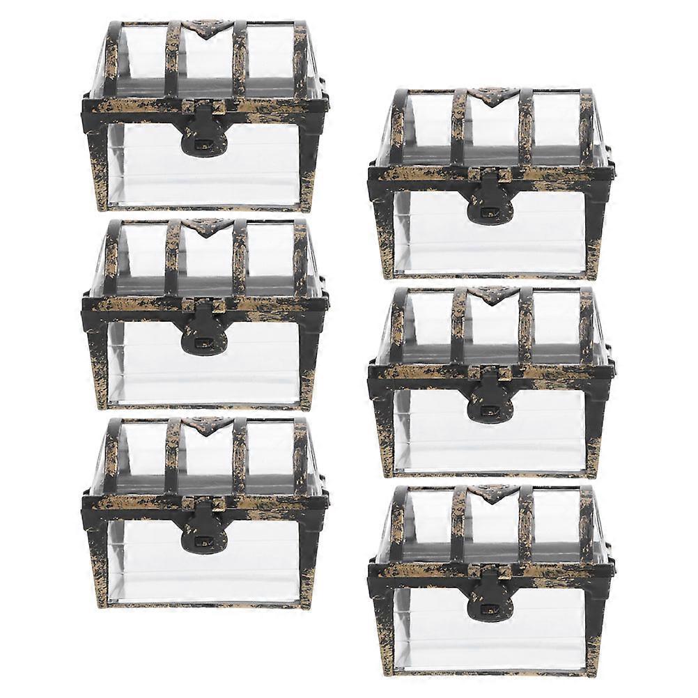 Dark Brown Wedding Candy Box for Storage 6Pcs Small Treasure Chest Design