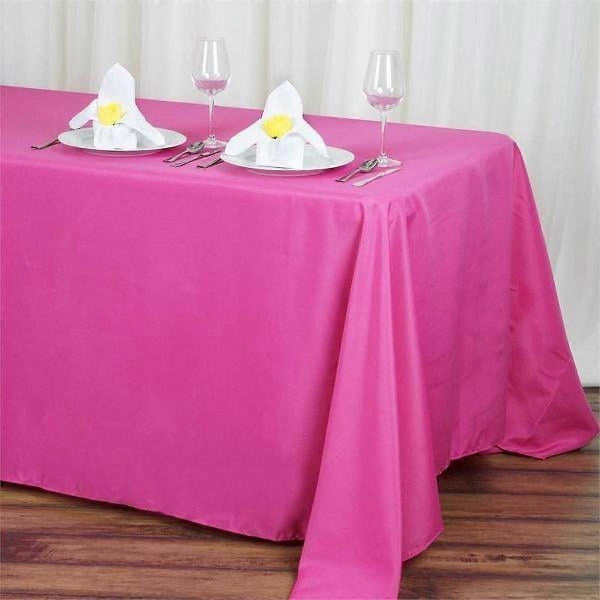 BalsaCircle 90" x 132" Polyester Rectangular Tablecloth Fuchsia