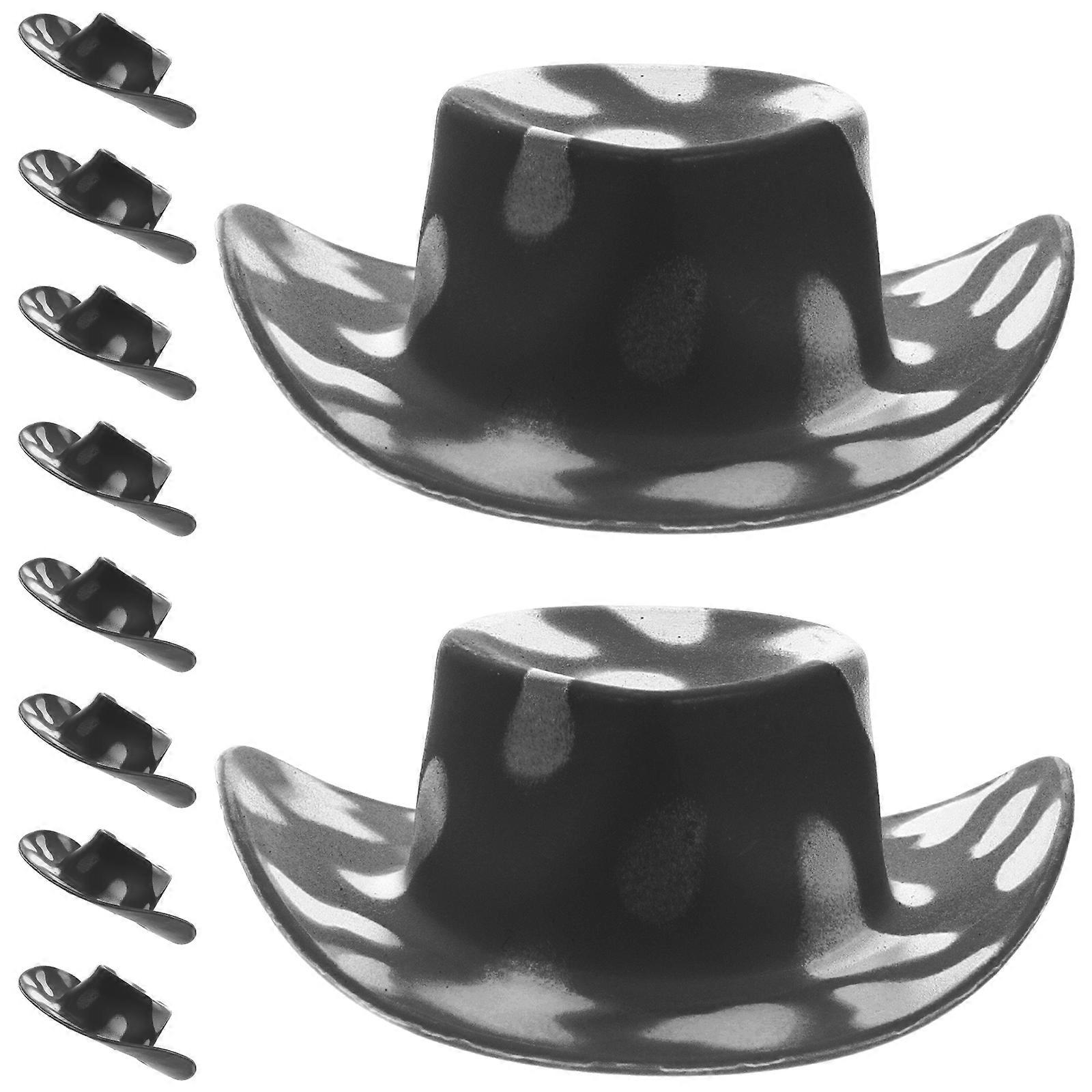 DIY Mini Cowboy Doll Hat Black Plastic Craft Hat 10Pcs Pack