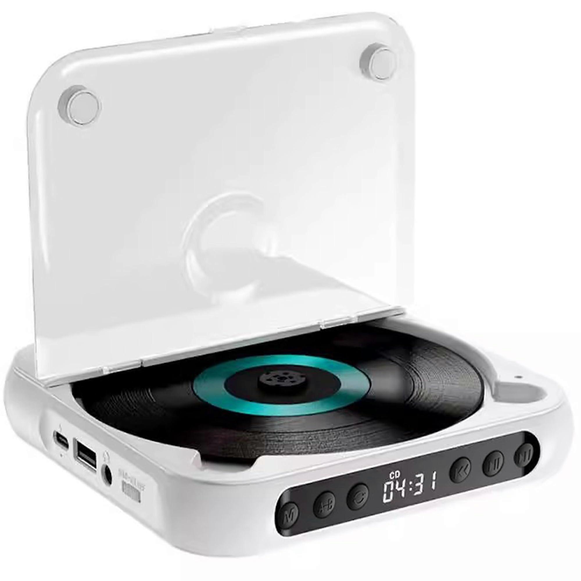 Portable CD Player Bluetooth 5.3, Rechargeable CD Player With BuiltIn HiFi Speakers, Dual Headphone Jack, CD/AUX/USB