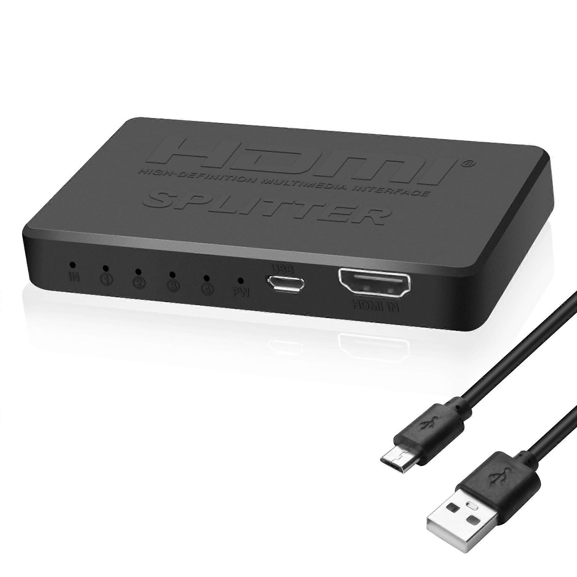 4K HDMI Splitter 1 In 4 Out Ultra HD PlugandPlay for TV Projector Compatible with PS5 Xbox BluRay