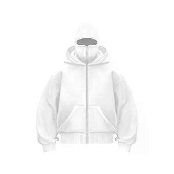 Balaclava Men Zip Hoodie Winter Warm Casual Sweatshirt Y2K with Hooded Face Mask Zipper Design Sports Jacket Outdoor Activities