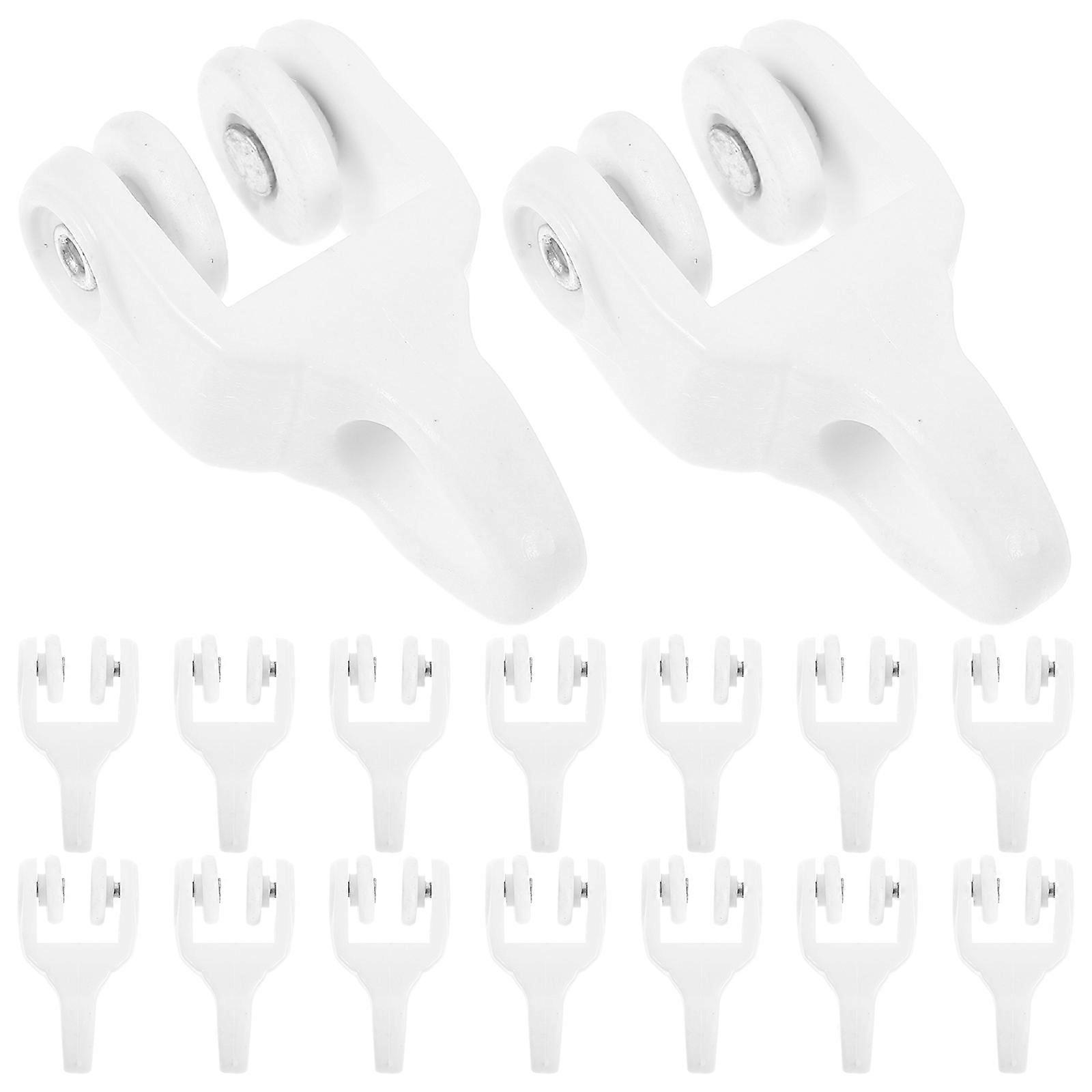 Window Curtain Track Rollers for Smooth Gliding 20Pcs White Plastic Drapery Clips