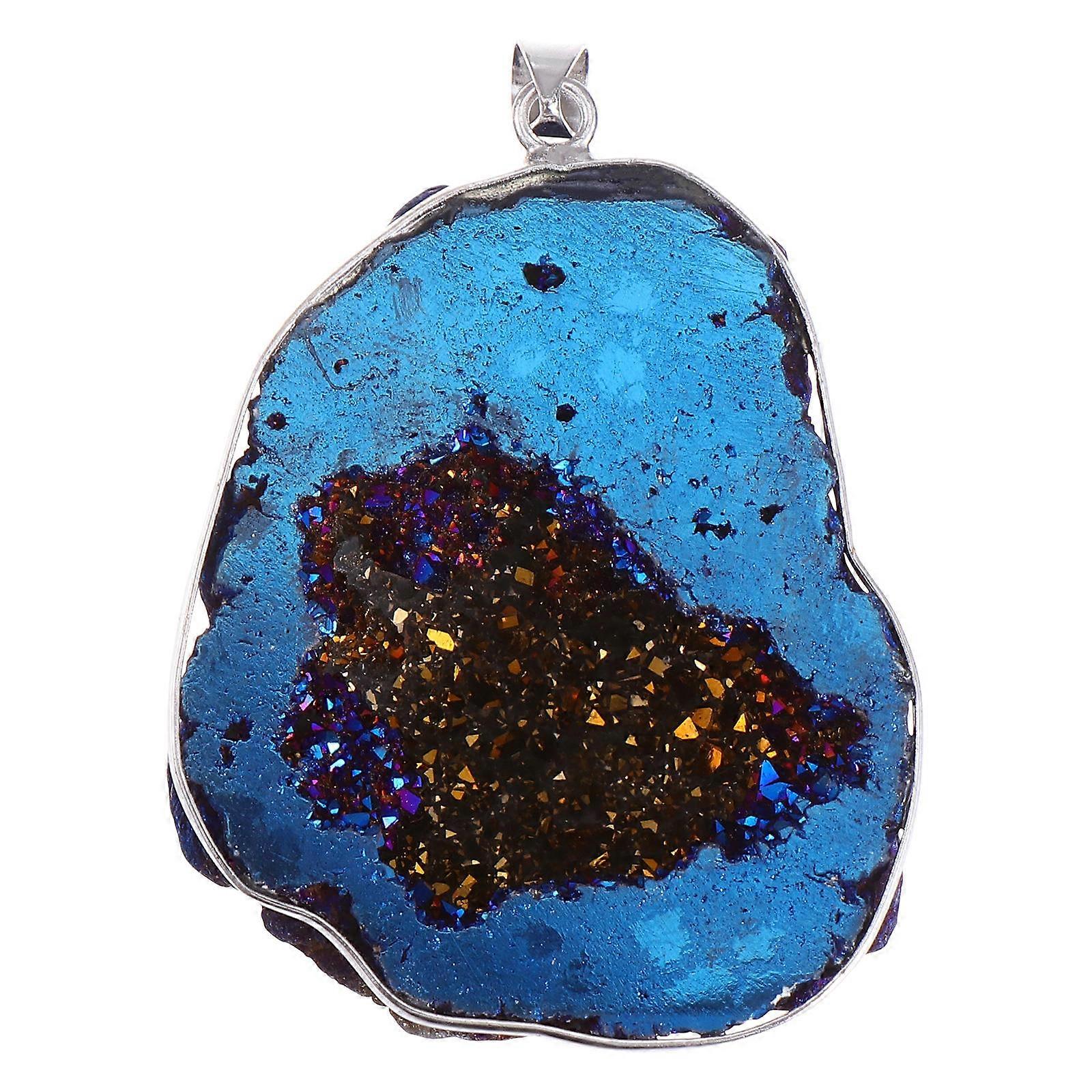 Natural Agate Stone Pendant for Necklace with Silver Edge