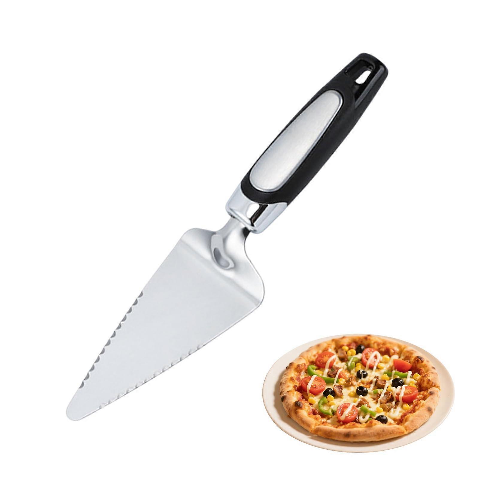 Stainless Steel Cake Server and Pie Server with DualSided Serrated Edge Ergonomic Handle Black