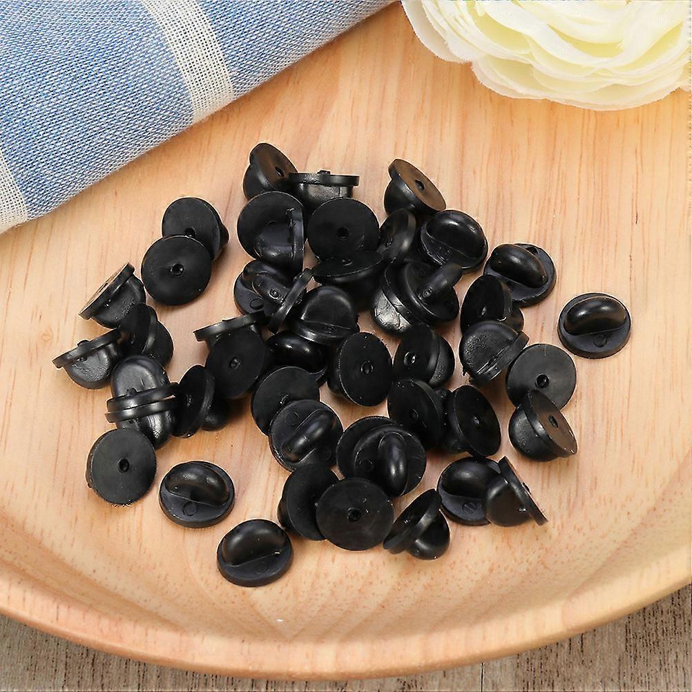 Chest Pin Backs Caps for Replacement 200Pcs Black Plastic Brooch Clutch