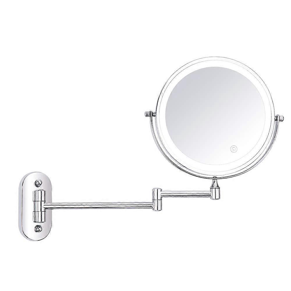 Wall Mounted Makeup Mirror 10X Magnification LED Lighted Double Arm Swivel for Bathroom