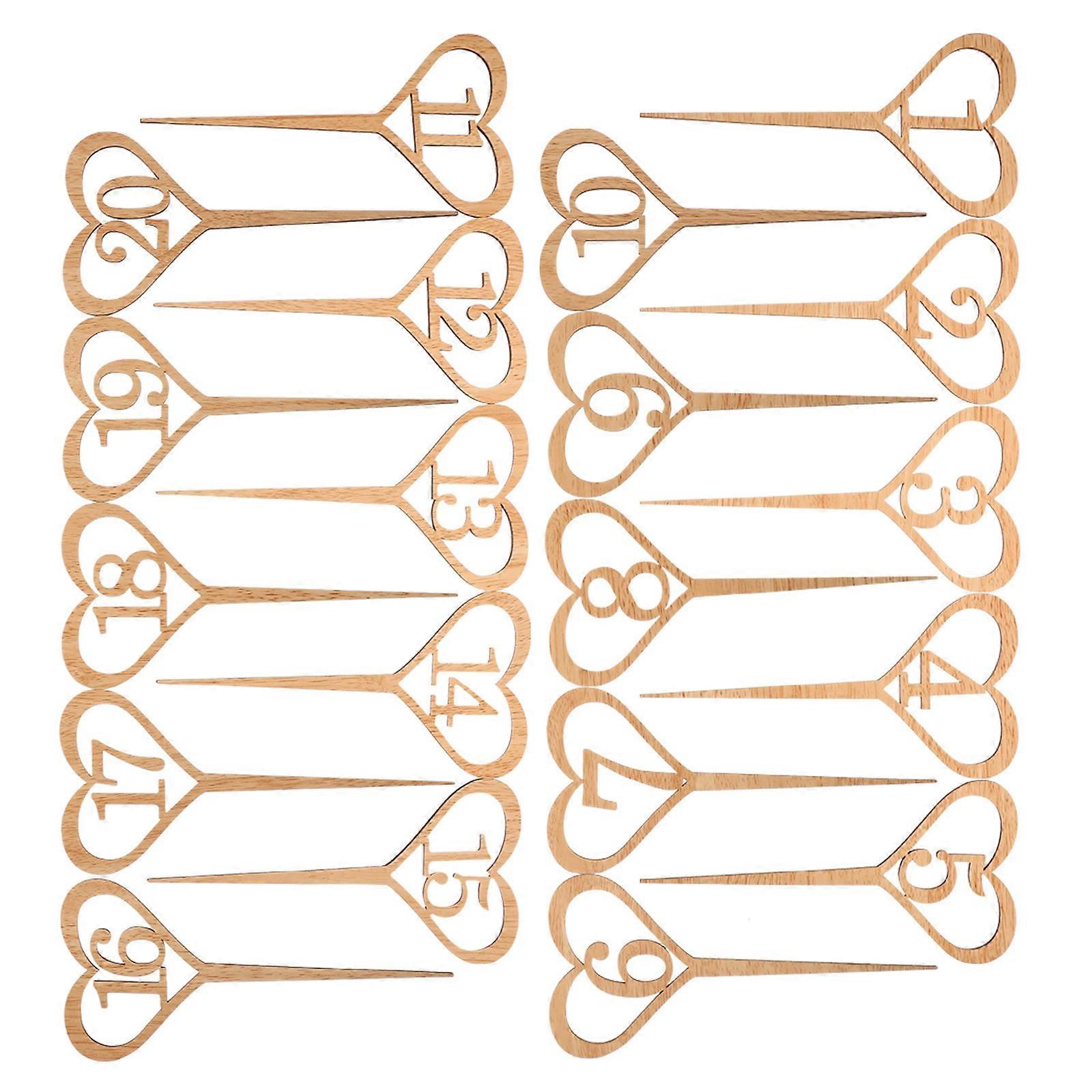 Wooden Table Numbers Shape for Seating 40Pcs Beige Signs