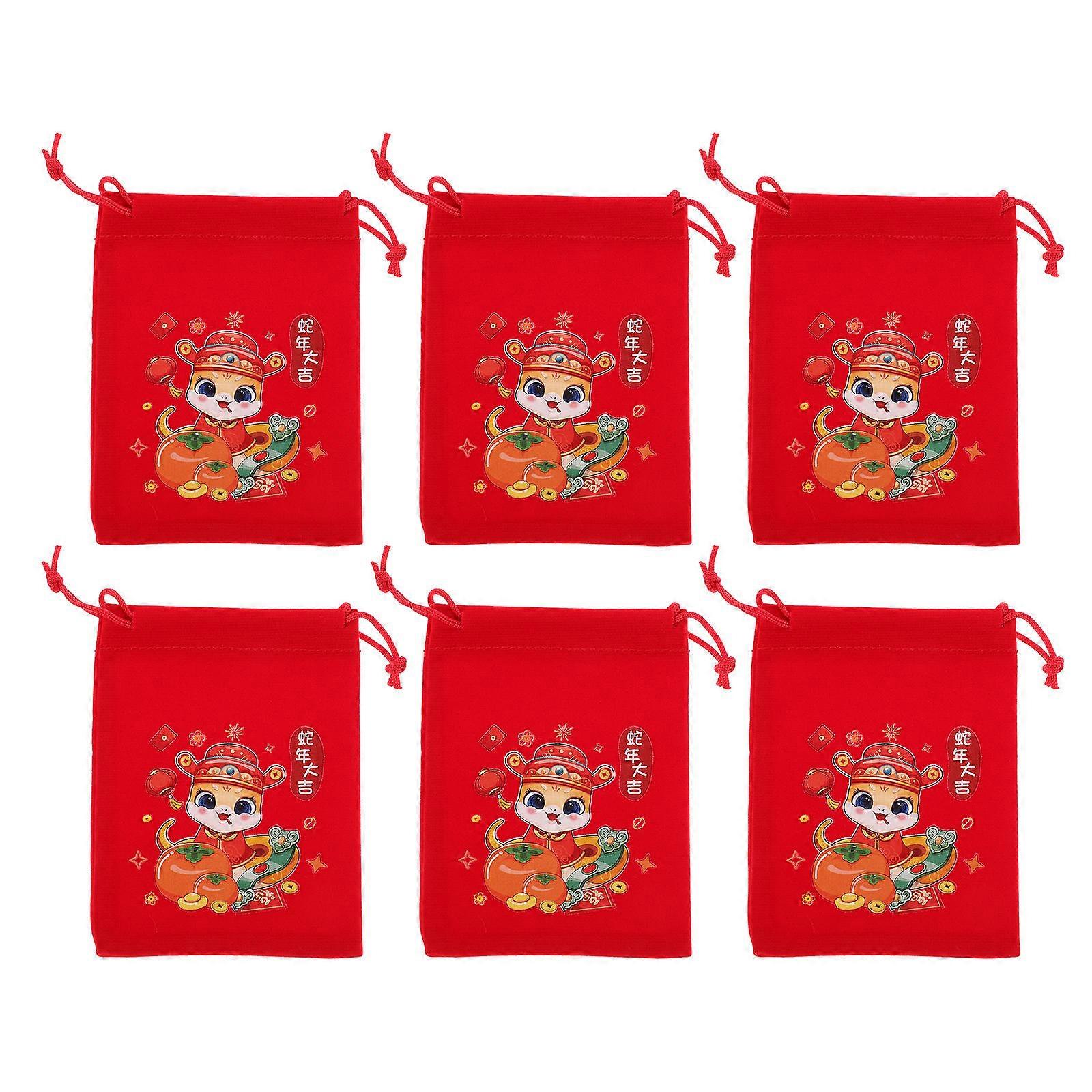 Chinese New Year Candy Packaging Bag for Storage 30Pcs Reusable Fabric Drawstring