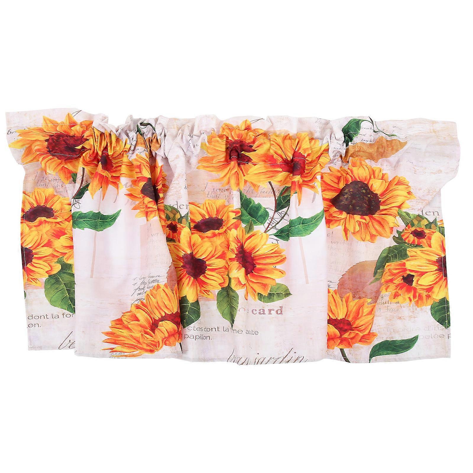 Kitchen Valance for Window 2Pcs Sunflower Pattern Curtain Decor