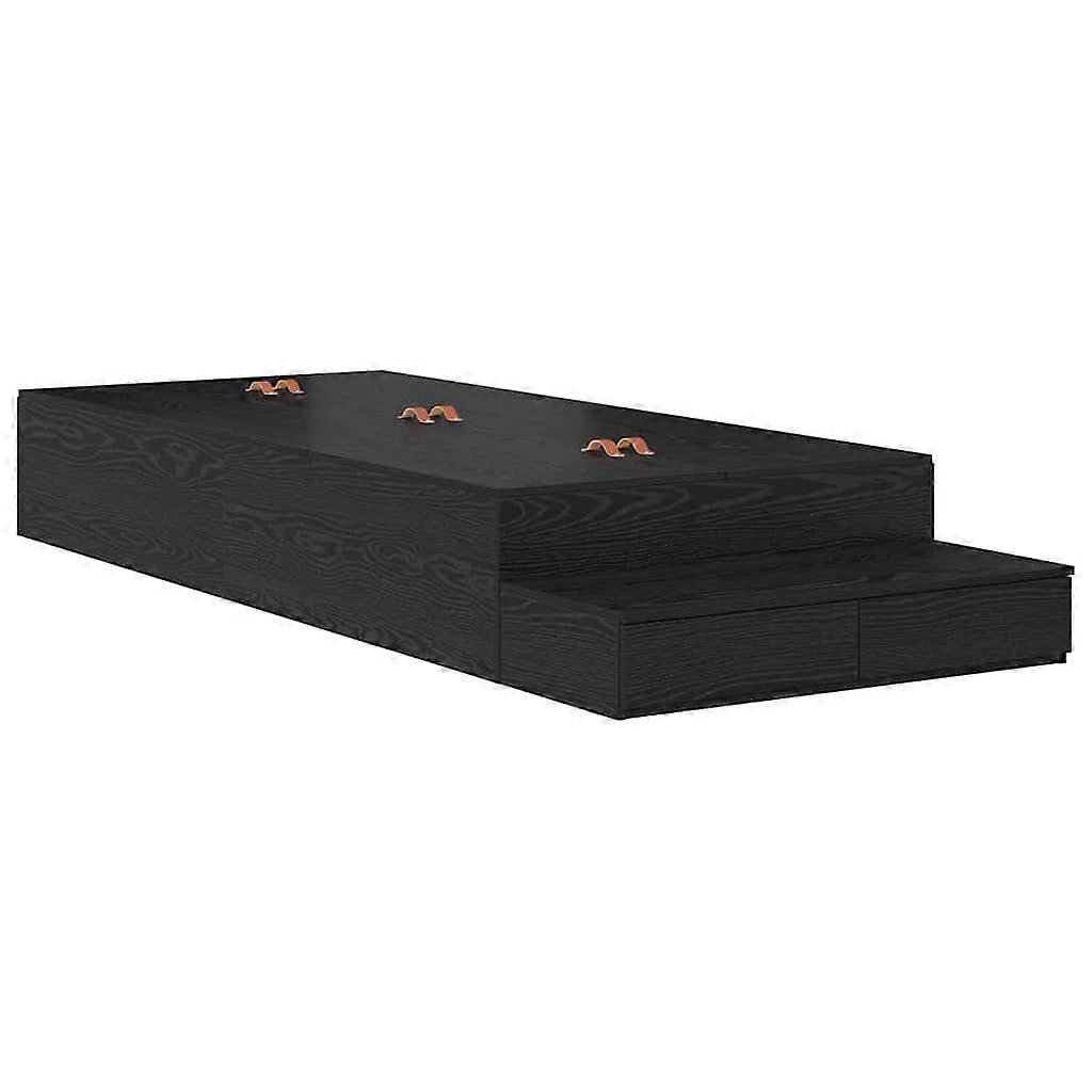 Aufbewahrungsbettgestell Schwarz Eichen-Optik 80 cm