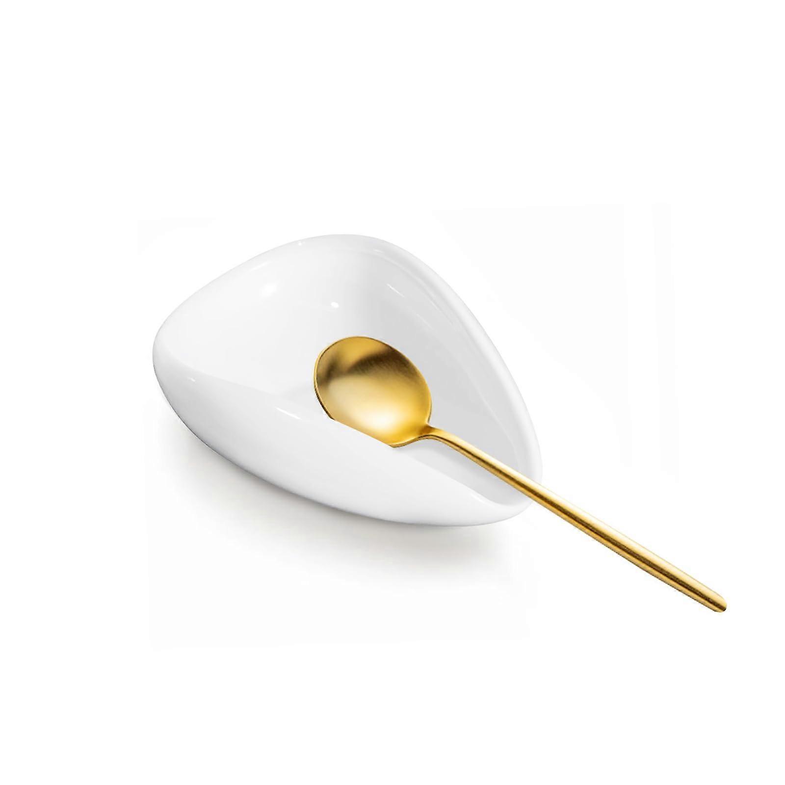 Ceramic Spoon Rest for Coffee Bar, Small White Coffee Spoon Holder Keeps Countertop Drip