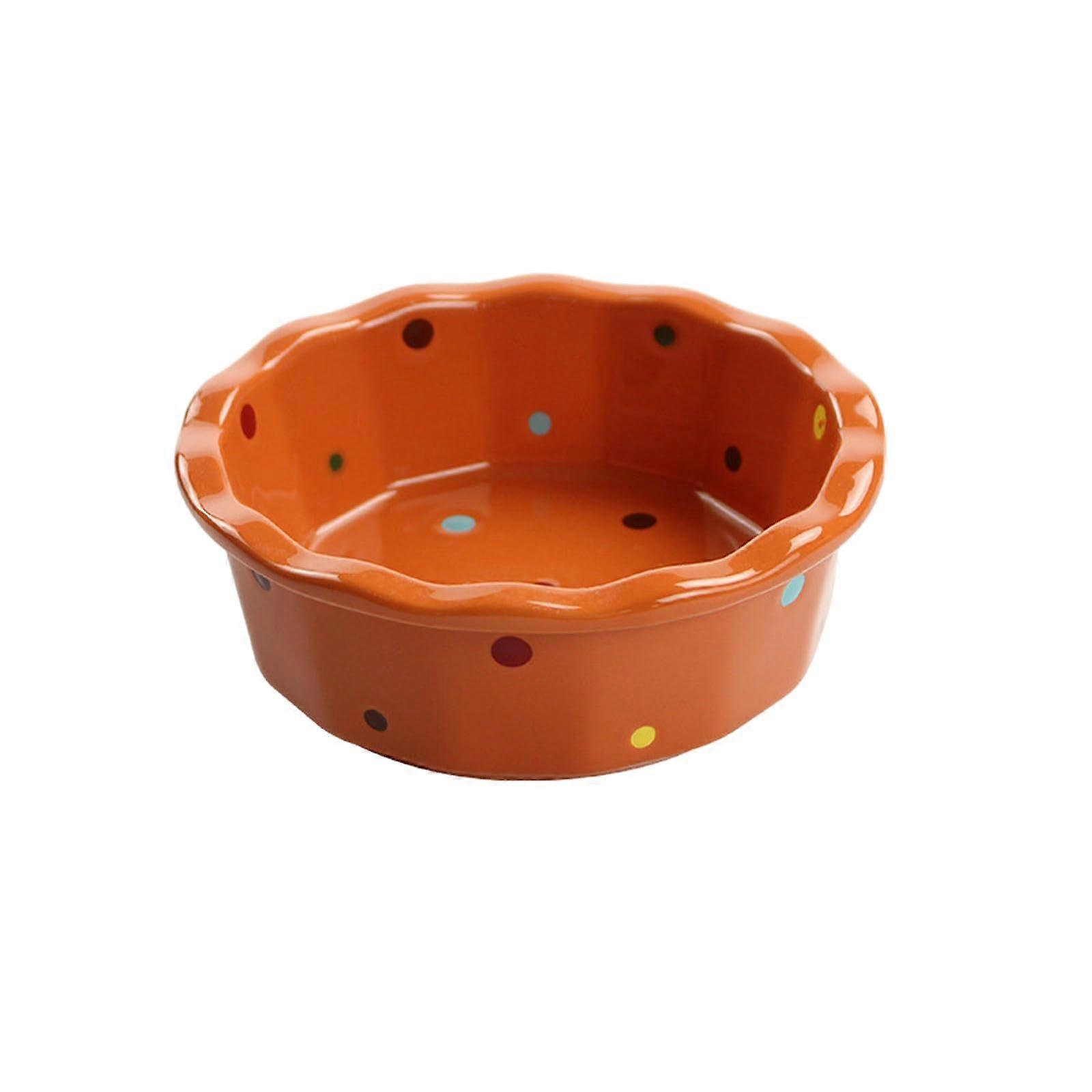 Orange Ceramic Polka Dot Baking Bowl Microwave Dishwasher Safe Scratch Resistant