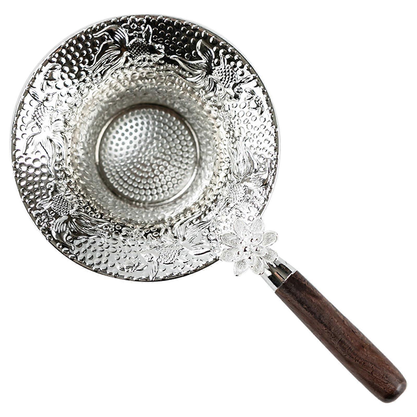 Fine Mesh Tea Infuser with Wooden Handle, Durable Alloy Loose Leaf Tea Strainer for Kitchen Use
