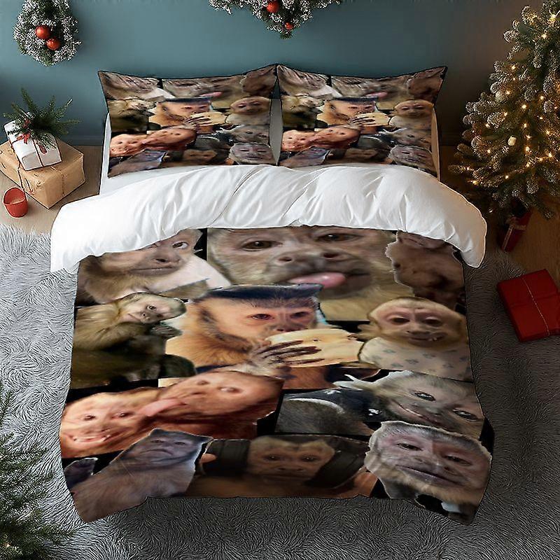 3pcs MNKY-Changuitos Monkey Collage Art Print Bedding Set 100% Polyester