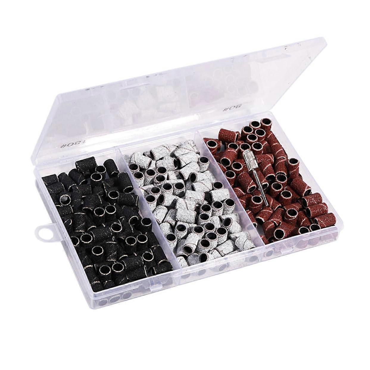 Assorted Color Nail Sanding Bands for Manicure Pedicure with Drill Bits, Durable Grinding Tools
