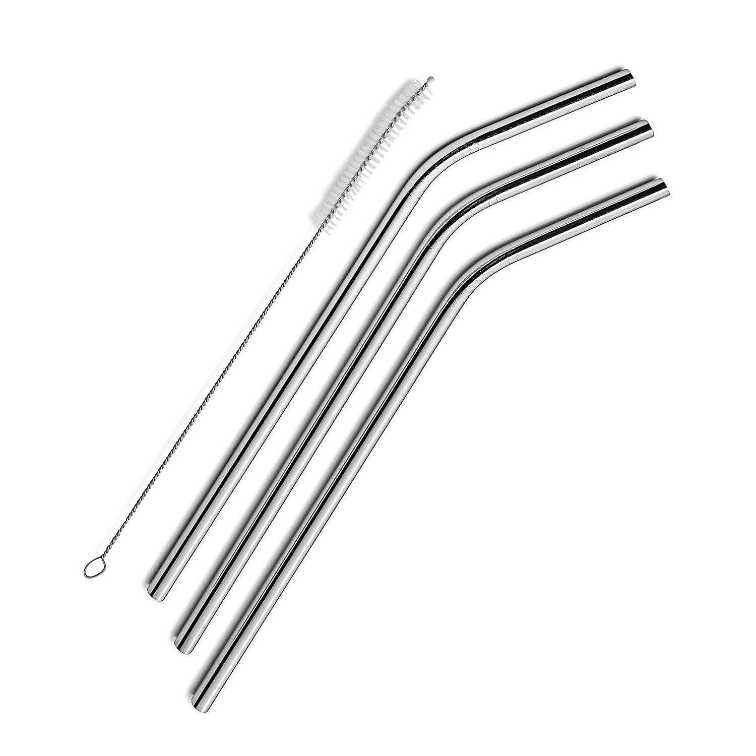 3 Pcs reusable Stainless Steel Metal Drinking Straw Reusable Straws + 1 Brush Kit