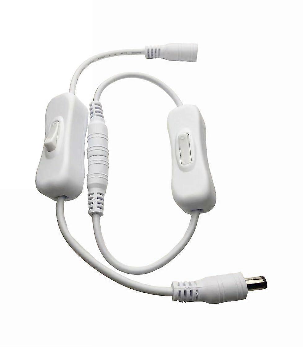 DC LED Light Strip Switch 12V Inline Rocker, 5.5x2.1mm MaleFemale DC Cable 30cm 2pcs White Black
