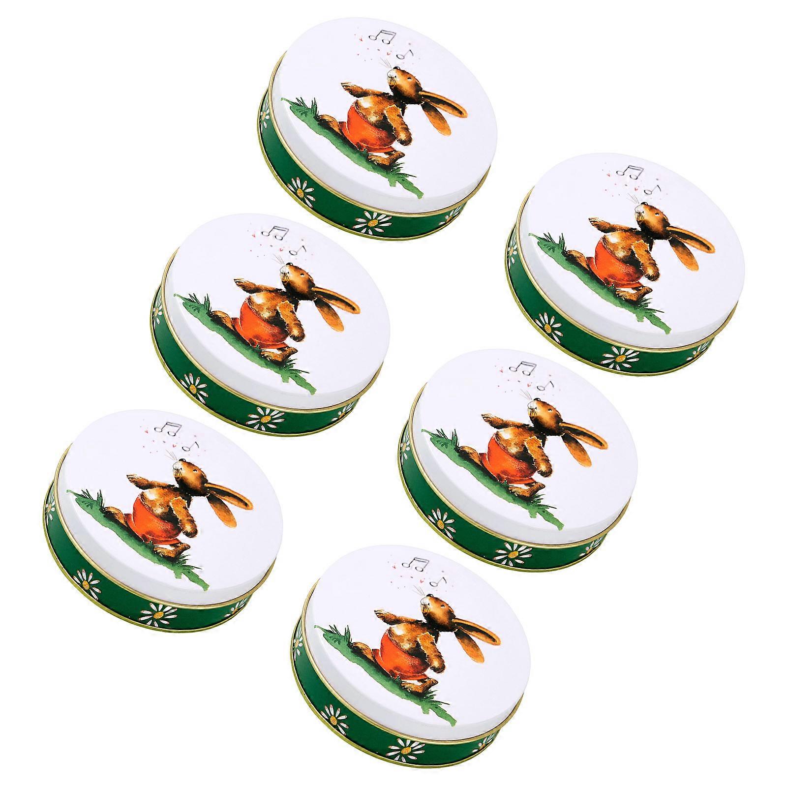 Half Dozen Decorative Rabbit Candy Boxes Durable Metal Celebratory Present Boxes Easter Candy Holders For confections Multicolor