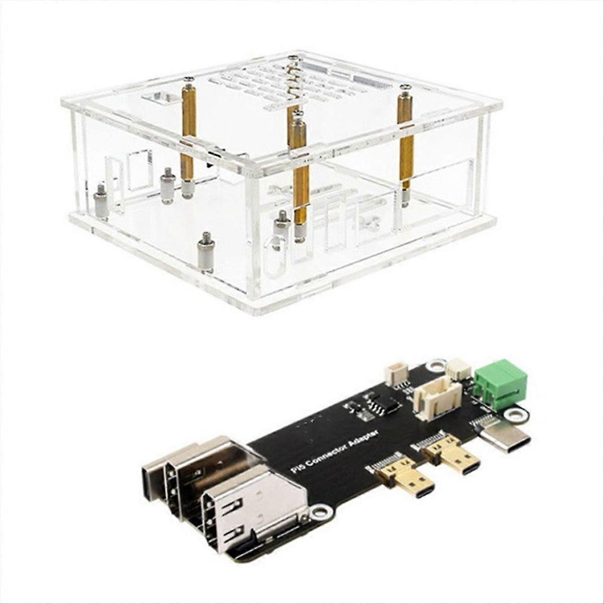 For Raspberry Pi 5 Case + HDMI-Compatible to HD Adapter Board