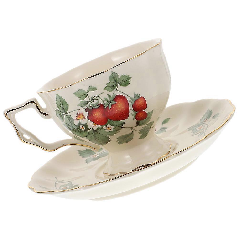 Ceramic Cup Saucer for Milk Drinking 1Set Vintage Design